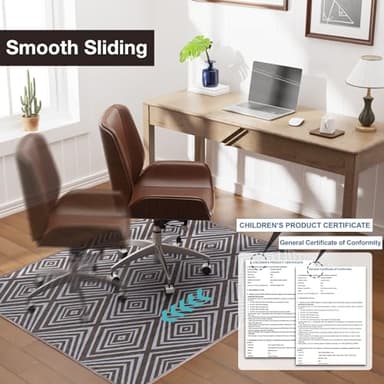 Blue&Black Checkered Diamond-Pattern Computer Chair Mat for Hardwood, 50" x 60"Office Mat for Hardwood Floor with Non-Slip Back, HeavyDuty Office Chair Rug for Hardfloor,LowPlie Carpet Floor Protector - Image 3