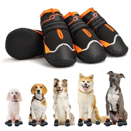 MUSIMC Dog Shoes for Large Dogs Anti-Slip Dog Boots & Paw Protectors for Hot Pavement Waterproof Small Medium Large Dog Booties for Rainy Day Summer Hiking Winter Snowy Day Dog Booties 4PCS - Image 1