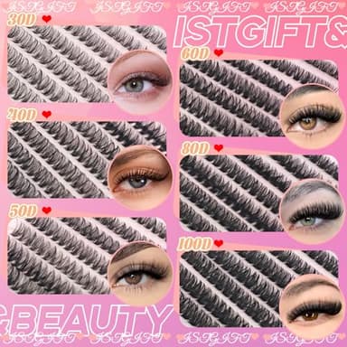 Lash Clusters Kit, 560 Pcs Eyelashes Clusters Kit 9-16mm Individual Lash Extension Kit D Curl Fluffy Wispy False Eyelashes (50D+60D New, Lash Clusters Kit) - Image 6