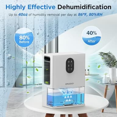 Dehumidifier, 106 OZ Water Tank (1000 sq.ft) Dehumidifiers for Home, Quiet Dehumidifier for Bathroom Bedroom Basement RV with Timer Setting, Auto Shut Off, 7 Colors LED Light, Sleep Modes, White - Image 5