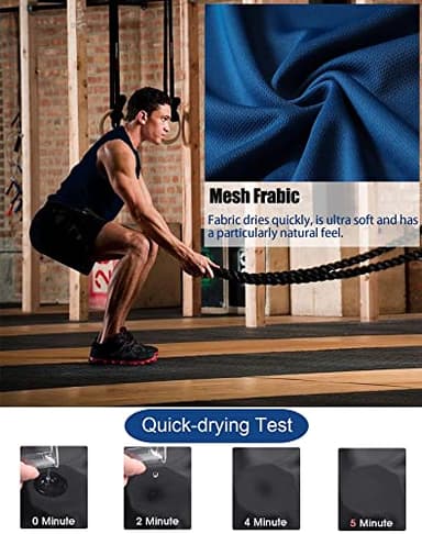 TELALEO 5 Pack Men's Workout Tank Tops Sleeveless Mesh Muscle Gym Shirt Quick Dry Black/Gray/Charcoal/Navy/Blue M - Image 3