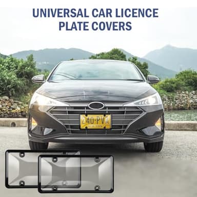 License Plate Covers & Frames, 2 Pack Black License Plate Covers and Frames Combo, Plastic Car Front/Rear License Plate Covers ith Screws Caps, Universal Car Accessories for Most Cars - Image 7