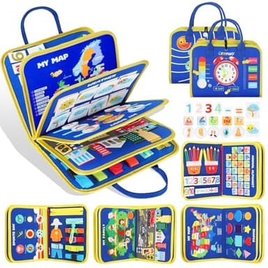 URMYWO Busy Board - Montessori Toys for 1 2 3 4 Year Old, Busy Book Toddler Activities with Fine Motor Skills, Autism Sensory Toys Gifts for Boys Girls, Travel Toys for Road Trip Plane Car - Image 1