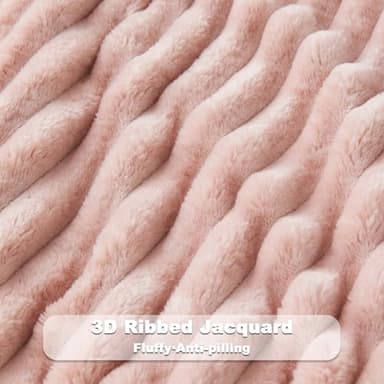 NEWCOSPLAY Super Soft Throw Blanket Pink Premium Silky Flannel Fleece 3D Ribbed Jacquard Lightweight Bed Blanket All Season Use (Pink Ribbed, Throw(50"x60")) - Image 5