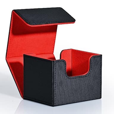 ZLCA Card Deck Box for Trading Cards, MTG Commander Deck Box Holds 120+ Single Sleeved Cards, Leather Magnetic Card Storage Box Fits for TCG CCG Magic Cards (Black& Red) - Image 1