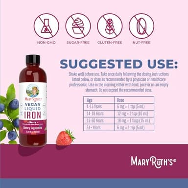 MaryRuth Organics Iron Supplement for Women Men & Kids, Liquid Iron Supplement for Women Men & Kids, Iron for Healthy Blood & Oxygen, Ages 4 & Up, Sugar Free, Vegan, Non-GMO, Gluten Free, 15.22 Fl Oz - Image 3
