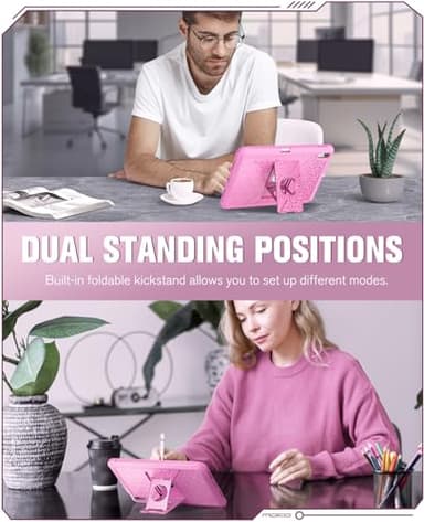 MoKo for iPad (A16) 11th/10th Generation Case 2025/2022, Heavy Duty Shockproof Dual Layer Full Body Protective Cover, Built-in Screen Protector and Kickstand for iPad 11/10.9 Inch, Flowers Pink - Image 5