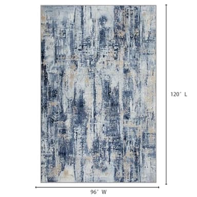 8x10 Area Rugs Washable Rug: Large Modern Abstract Living Room Rug Soft Anti-Skid Thin Carpet Indoor Floor Non-Shedding Carpets for Bedroom Dining Room Farmhouse Nursery Home Office Blue Gold - Image 2