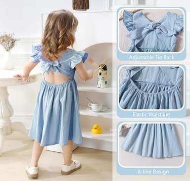 Kionio Baby Girl Toddler Dress Girls Summer Dresses Cotton Sleeveless Halter Tie Back Kid Ruffle Sundress Casual Party Beach - Image 7