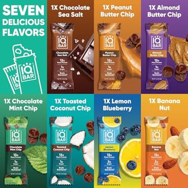 IQBAR Brain and Body Plant Protein Bars - 7 Bar Sampler Pack - Gluten Free, High Fiber, Vegan Snacks - Low Sugar Meal Replacement - Image 3