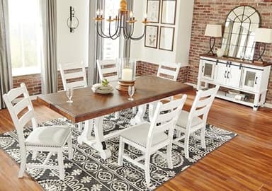 Signature Design by Ashley Valebeck Farmhouse Rectangular Extension Dining Table, Fits up to 8, White & Brown - Image 8