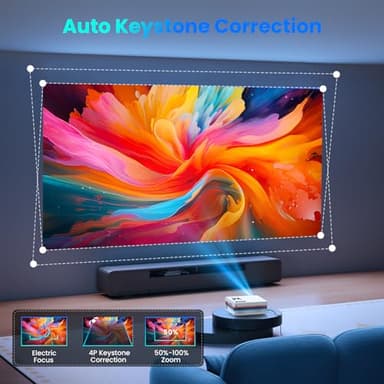 [Netflix App/Dolby Audio] FUDONI Smart Projector with WiFi and Bluetooth, Native 1080P 25000L 4K Decoding for Home Cinema, Outdoor Movie Projector with Apps, Built-in Netflix/YouTube/Prime Video - Image 4