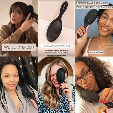 Kitsch Detangler Hair Brush for Wet and Dry Hair, Curly or Straight Hair, Detangling Brush with Flexible Hairbrush Bristles, Hair brushes for Women & Men, Adults & Kids, for Shower & Travel - Black - Image 7