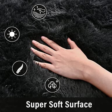 Merelax Soft Modern Indoor Large Shaggy Rug for Livingroom Bedroom Dorm Kids Room Home Decor, Non-Slip Plush Fluffy Furry Fur Area Rugs Comfy Nursery Accent Floor Carpet 9x12 Feet, Black - Image 3