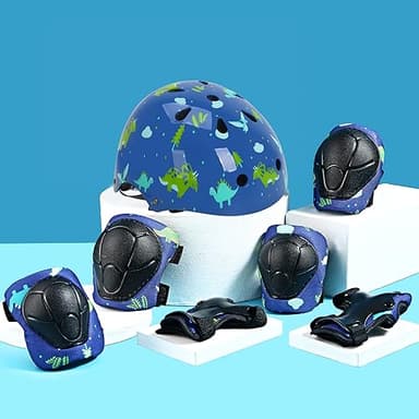 Kids Helmet with Knee Pads Elbow Pads and Wrist Guards,Child Protective Gear for Boys Girls Age 3-5-8 Years fit Roller Skates, Skateboarding, Scooter Bicycle Skate Scooter Skateboard (Blue) - Image 2