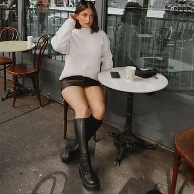 AMINUGAL Womens Elastic Knee High Boots Platform Chunky Block High Heel Sock Boots Zipper Round Toe Fashion Motorcycle Combat Punk Boots For Women Black size 8 - Image 2