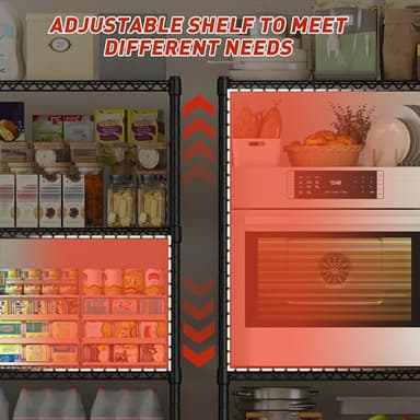 REIBII 60''W Storage Shelves 2399LBS Metal Shelving Unit with Wheels & Feet, 4 Tier Garage Shelving Heavy Duty Adjustable Wire Shelf for Pantry Kitchen Garage, 60" W x 18" D x 65.5" H, 2 Pack - Image 6