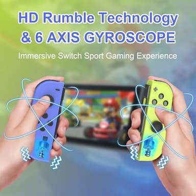 Switch Controller,Replacement for Switch OLED Lite,Wireless Remote with Dual Vibration,Motion Control,Screenshot,6-Axis Gyro,Wake-Up,Anti-Slip grip Joystick,Left Right Gamepad,No NFC,(Blue and Yellow) - Image 4