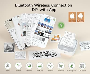 iDPRT Portable Sticker Maker Machine with 1 Roll Sticker Paper, Mini Printer Efficiently and Quickly, Thermal Printer for Study Notes, Pictures, DIY, Label, Free App with Multiple Templates, Grey - Image 2