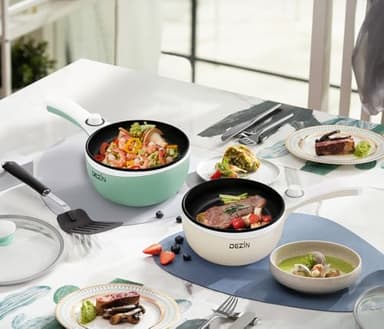 Dezin Hot Pot Electric Upgraded, Non-Stick Sauté Pan, Rapid Noodles Electric Pot, 1.5L Mini Portable Hot Pot for Steak, Egg, Fried Rice, Ramen, Oatmeal, Soup with Power Adjustment - Image 8
