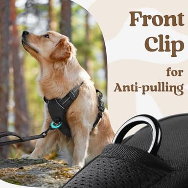 rabbitgoo Dog Harness Medium Sized, No Pull Pet Harness with 3 Buckles, Adjustable Soft Padded Vest with Control Handle, Walking Reflective Pet Vest for Medium Dogs, Black, M - Image 7