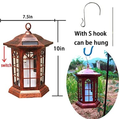 Solar Outdoor Waterproof Hanging Lantern, Yard Decorative Solar Lights PVC Upgrade 3 LED Flickering Flameless Candle Decorative Lights for Garden(Garden Candle) - Image 5