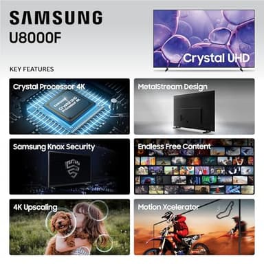 Samsung 50-Inch Class Crystal UHD U8000F 4K Smart TV (2025 Model) Endless Free Content, Crystal Processor 4K, MetalStream Design, Knox Security, Alexa Built-in - Image 3