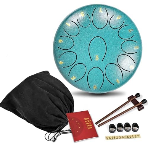 Steel Tongue Drum Musical Percussion Instrument, Rain Drum for Outside - Musician Gift for Family and Friends (Malachite, 13 Notes 6 Inches) - Image 1