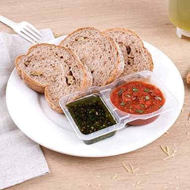 Restaurantware Futura 5 Ounce Snack Containers 500 Microwavable Sauce Containers - 2 Compartments Hinged Lid Clear Plastic Portion Cups For Condiments Or Dips - Image 7