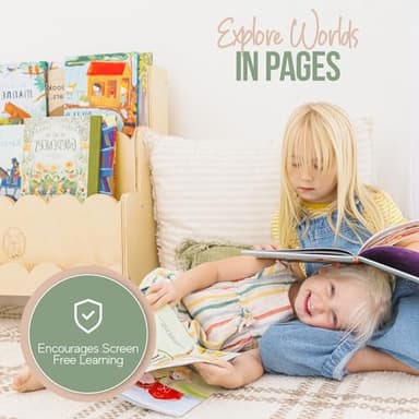 Fable Twig Wooden Kids Bookshelf w/Scalloped Edges- Made in USA- Perfect Height 3-Tier Montessori Shelf- Durable Childrens Bookcase for Kids Room or Playroom- Baby Book Shelf Nursery - Image 5