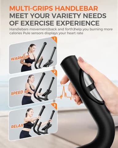 pooboo Elliptical Machine, Elliptical Exercise Machine with 16-Level Resistance&Hyper-Quiet Magnetic Driving System, Elliptical Machine for Home with LCD Monitor&15.5IN Stride, 350LBS Weight Capacity - Image 3