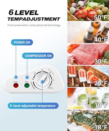 Chest Freezer 5.0 Cubic Feet, Deep Freezer with Removable Basket, 6 Level Adjustable Temperature from -18°F to 50°F, Manual Defrosting, Top Open Door, Suitable for Home, White - Image 4