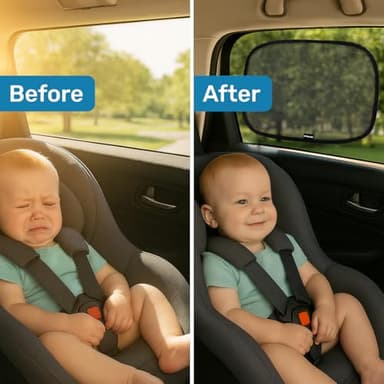 Enovoe Car Window Shades for Baby (2 Pack) - 21x14 Inches Sun Shade Blocker, Cling - Glare Shield and UV Rays Protection for Your Child - Side Windows Screens for SUV- Mesh Window Shades for car Baby - Image 6