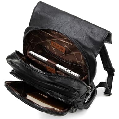 Montana West × Wrangler Black Leather Backpack for Women Laptop Backpack for Men Unisex Fashion Backpack Purse - Image 4