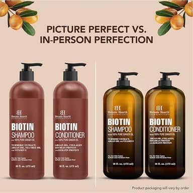Botanic Hearth Biotin Shampoo and Conditioner Set - with Ginger Oil & Keratin for Hair Loss and Thinning Hair for Men and Women - Sulfate Free, 16 fl oz each - Image 2
