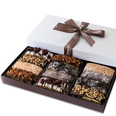 Barnetts Fathers Day 12 Chocolate Biscotti Gift Box, Gourmet Cookie Gifts Basket for Him and Her Food Delivery, Fancy Cookies Spring Candy Treats Baskets Ideas for Dad, Husband, Father, Brother, Son, Father, Grandmother, Mother, Grandma - Image 1