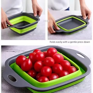 Aoeist 3 Packs Silicone Collapsible Strainer Silicone Collapsible Colanders For Easy Storage for Pasta & Veggies or as a Fruit or Berry Bowl, Normal, Green - Image 7
