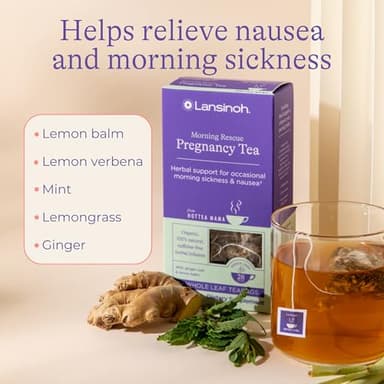 Lansinoh + HotTea Mama Morning Rescue, Pregnancy Morning Sickness Relief Tea, Lemon & Ginger, Caffeine-Free, Sugar-Free, Essentials for Pregnant Women, Includes 14 Tea Sachets - Image 3