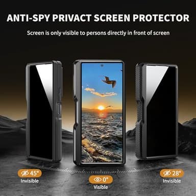 TONGATE for Z Fold 5 Case, [with S Pen Slot & Hinge Protection] [Privacy Glass Screen Protector] Full-Body Military Drop Phone Case for Samsung Galaxy Z Fold 5 with Kickstand & Belt Clip, Black - Image 2