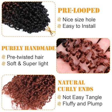 Aksice 8 Inch 8 Packs Yanky Twist Crochet Hair for Women Pre-looped Mini Twist Hair Bohemian Passion Twist Crochet Hair Boho Crochet Braids Synthetic (8 Inch 8 Packs,OT350#) - Image 3