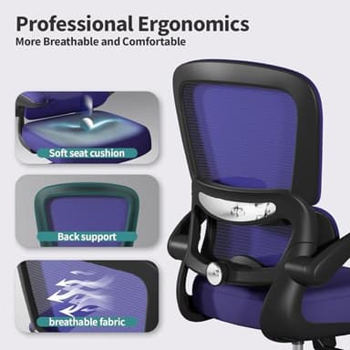 Office Chair - Ergonomic Desk Chair with Adjustable Lumbar Support, Mesh Computer Chair, Executive Chair for Home Office Comfortable Lumbar Support (Violet) - Image 3