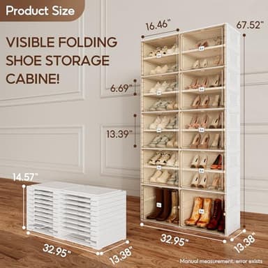 ANTBOX Portable Shoe Rack Organizer for Closet Entryway, Stackable Sneaker Storage Shoe Cabinet with Magnetic Clear Door, Large Plastic Storage containers Bins with Lids 9 Tiers 36 Pairs - Image 3