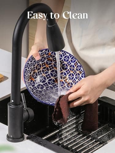 DOWAN Serving Bowls, Ceramic Large Salad Bowls Set, 8 inch 50oz Soup Bowls Set of 3 for Pho, Ramen, Pasta, Stackable and Microwave Safe, Home Kitchen Gift, Vintage Blue - Image 5