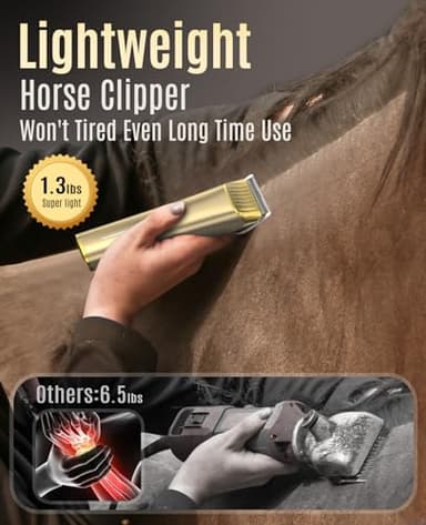 oneisall Cordless Horse Clippers,Low Noise 2 Speed Grooming Clippers,Horse Trimmer Shaver Kit for Matted Long Hair,Detachable Stainless Steel Blade Grooming Kit for Thick Coat - Image 4