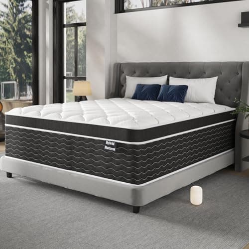 Ruoysun King Size Mattress, 12 inch Hybrid Mattresses in a Box, Firm King Mattress with Gel Memory Foam and Pocket Springs, Pressure Relief & Upgraded Support, Cooling and Breathable - Image 1