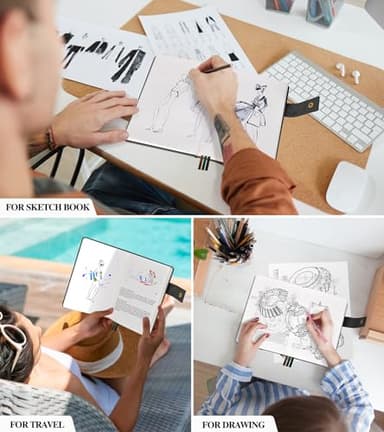 PAIBAS Blank Journal Notebook, A5 Hardcover Leather Sketchbook with 200 Pages Thick Blank Paper for Men Women, Unlined Drawing & Writing Journal, 5.9" x 8.4" Plain Notebook (black) - Image 7