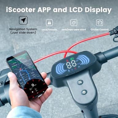 iScooter Adults Electric Scooter, 28 MPH Max Speed, 37 Miles Long Range, Foldable E-Scooter with 10" Tires, Dual Suspension, Turn Signals & Dual Brakes, Smart App - Image 6