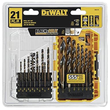 DEWALT Drill Bit Set, 21-Piece, 135 Degree Split Point, 31 Degree Helix, Black Oxide Coated, For Plastic, Wood and Metal (DWA1181) - Image 3