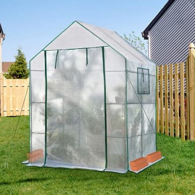 Greenhouses for Outdoors,Portable Walk in Greenhouse for Garden Plants That Need Frost Protection and Away from Pests,Animals(56"x55"x78")-White - Image 6