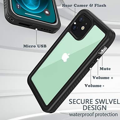 Diverbox for iPhone 12 Waterproof Case,Waterproof Shockproof Dustproof IP68 Full-Body Hard Case Built-in Screen Protector Underwater Outdoor Waterproof Cover for iPhone 12,6.1 in (Clear) - Image 4